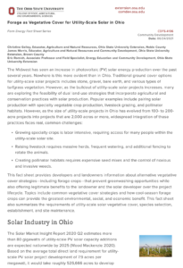 Cover photo - Forage as Vegetative Cover for Utility-Scale Solar in Ohio _ Ohioline